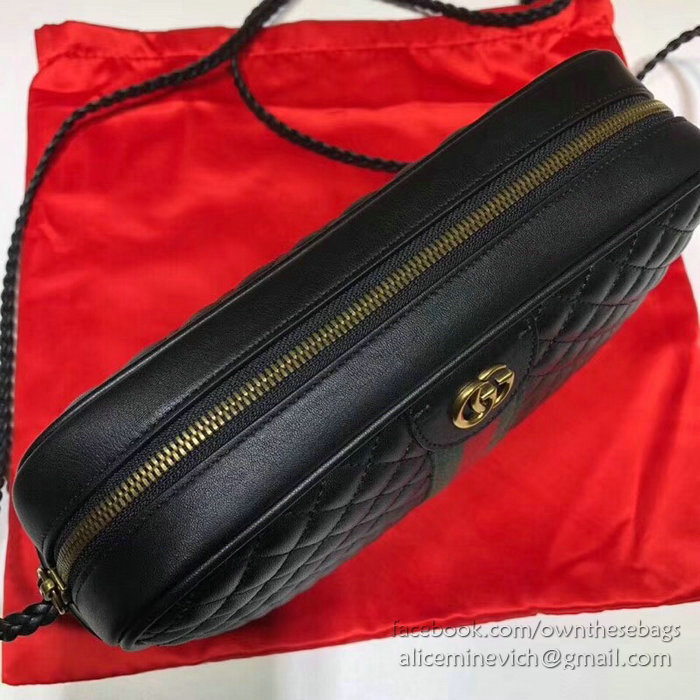 Gucci Laminated Leather Small Shoulder Bag Black 541051