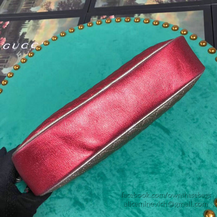 Gucci Laminated Leather Small Shoulder Bag Green and Red 541061