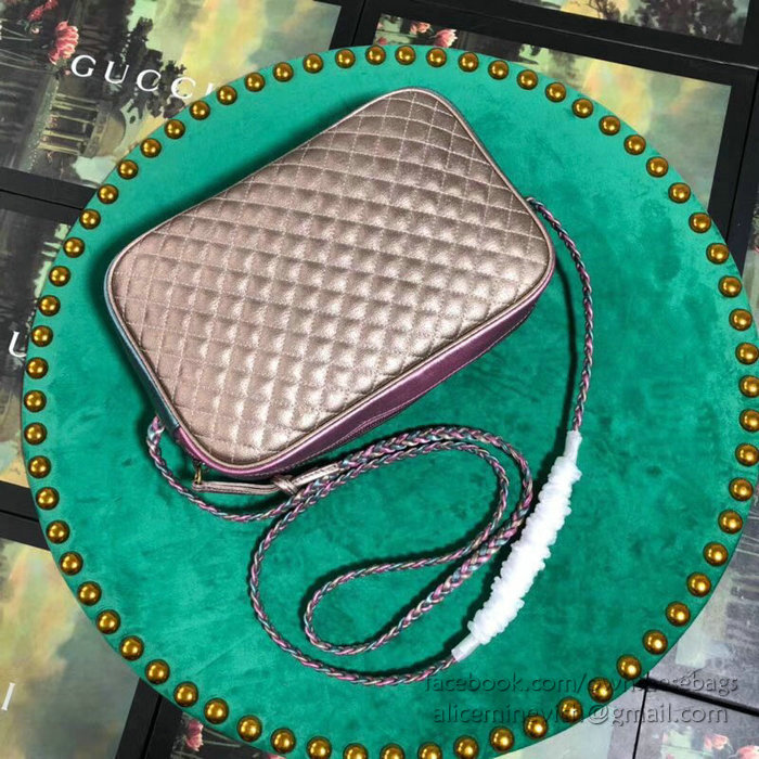 Gucci Laminated Leather Small Shoulder Bag Pink and Green 541061