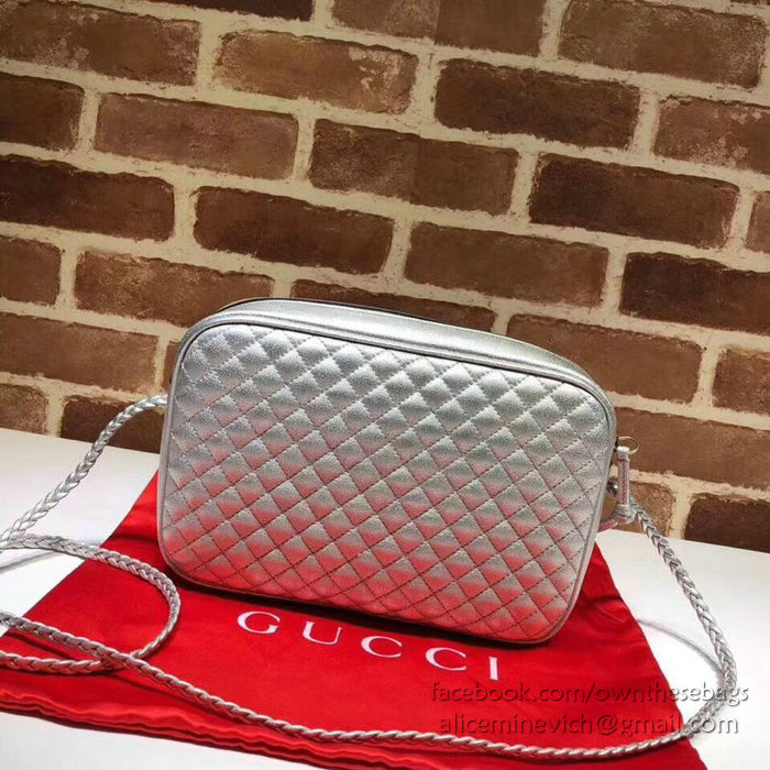 Gucci Laminated Leather Small Shoulder Bag Silver 541051