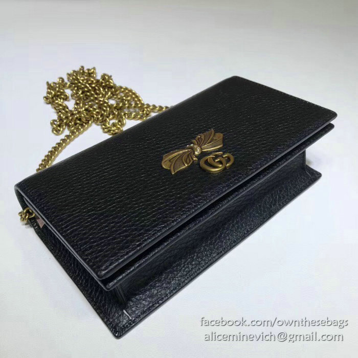 Gucci Leather Chain Wallet Black 524293