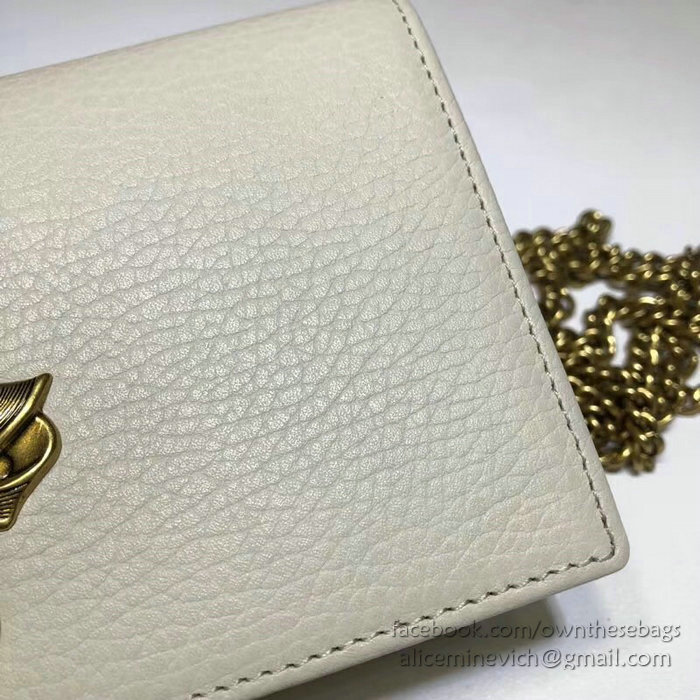 Gucci Leather Chain Wallet White 524293