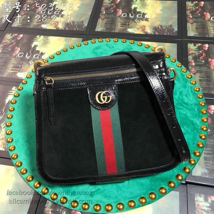 Gucci Leather Shoulder Bag Black 523658