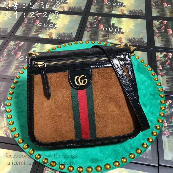 Gucci Leather Shoulder Bag Brown 523658