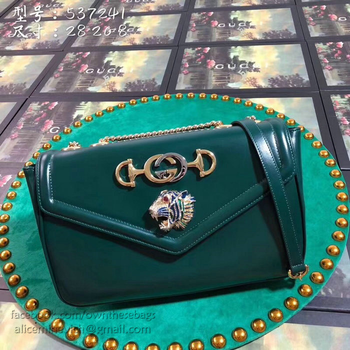 Gucci Medium Shoulder Bag with Tiger Head Green 537241