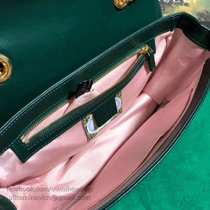 Gucci Medium Shoulder Bag with Tiger Head Green 537241