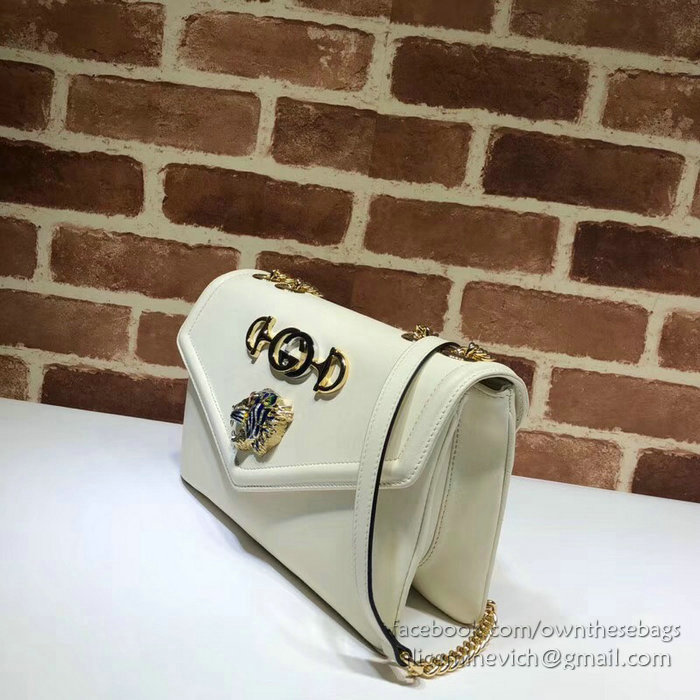 Gucci Medium Shoulder Bag with Tiger Head White 537241