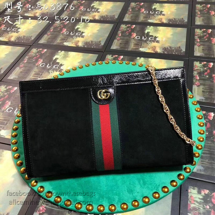 Gucci Ophidia Suede Medium Shoulder Bag Black 503876