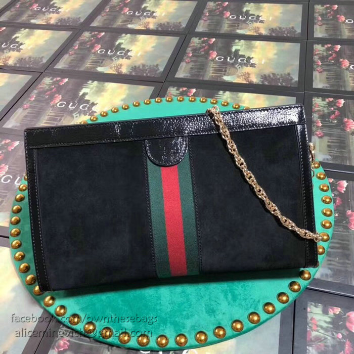 Gucci Ophidia Suede Medium Shoulder Bag Black 503876