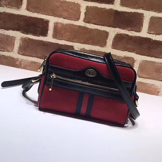 Gucci Ophidia Suede Mini Shoulder Bag Red 517350