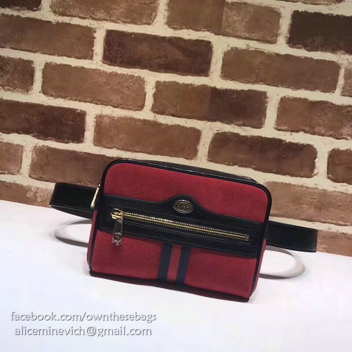 Gucci Ophidia Suede Small Belt Bag Red 517076