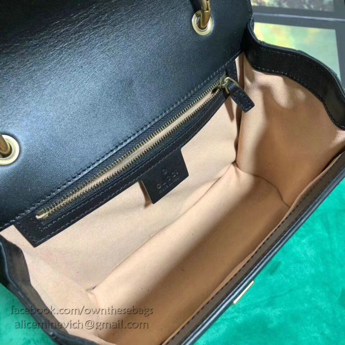 Gucci Queen Margaret Leather Shoulder Bag Black 476542