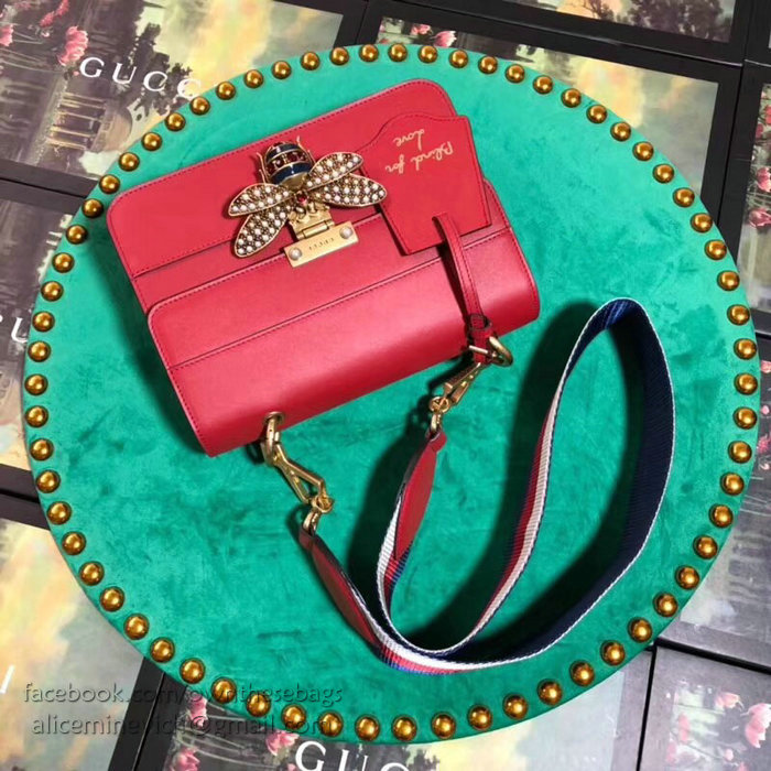 Gucci Queen Margaret Leather Shoulder Bag Red 476542