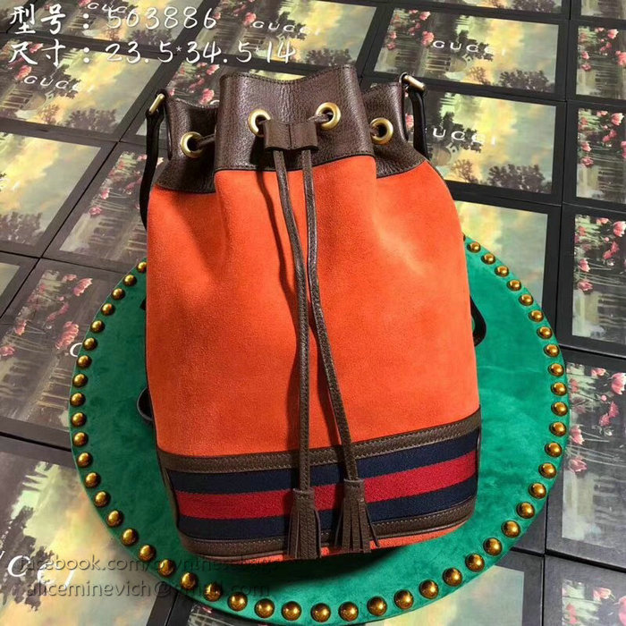 Gucci Suede Bucket Bag Orange 503886