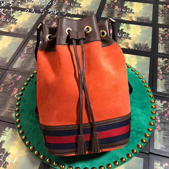 Gucci Suede Bucket Bag Orange 503886