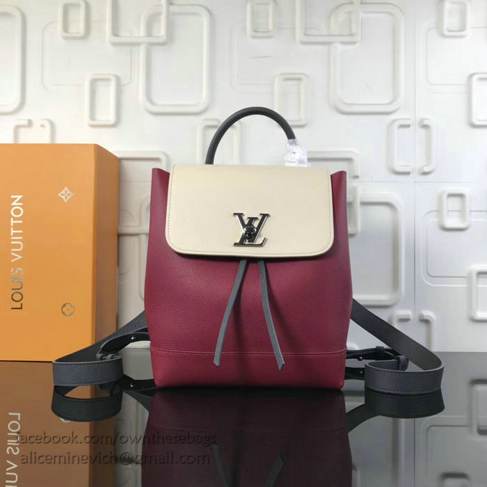 Louis Vuitton Soft Calfskin Lockme Backpack Burgundy M41817