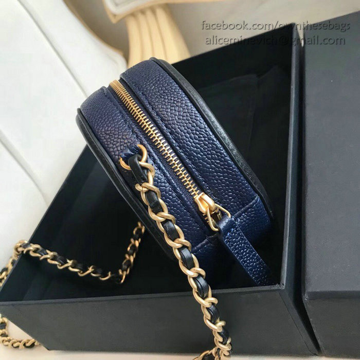 Chanel Caviar Leather Round Bag Blue A81105