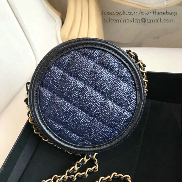 Chanel Caviar Leather Round Bag Blue A81105