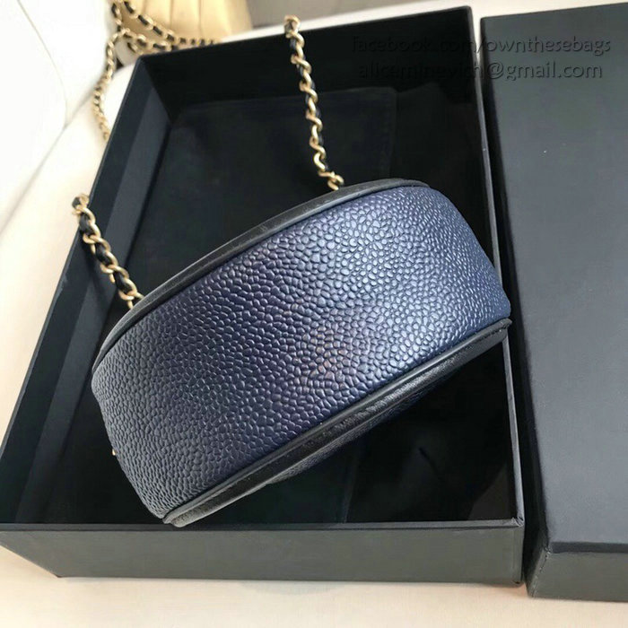 Chanel Caviar Leather Round Bag Blue A81105