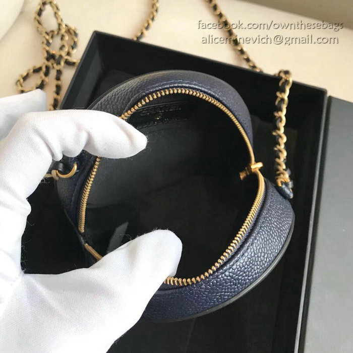 Chanel Caviar Leather Round Bag Blue A81105