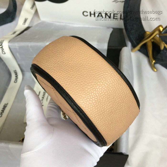 Chanel Caviar Leather Round Bag Nude A81105