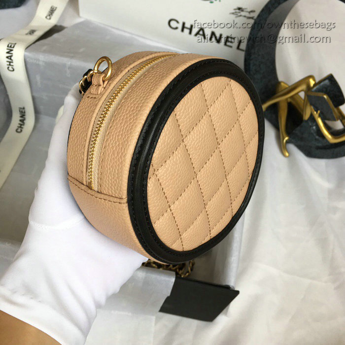 Chanel Caviar Leather Round Bag Nude A81105