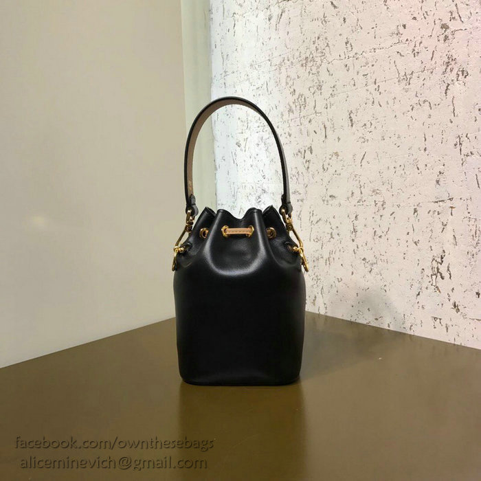 Fendi Calfskin Small Mon Tresor Bucket Bag Black and Pink F80101