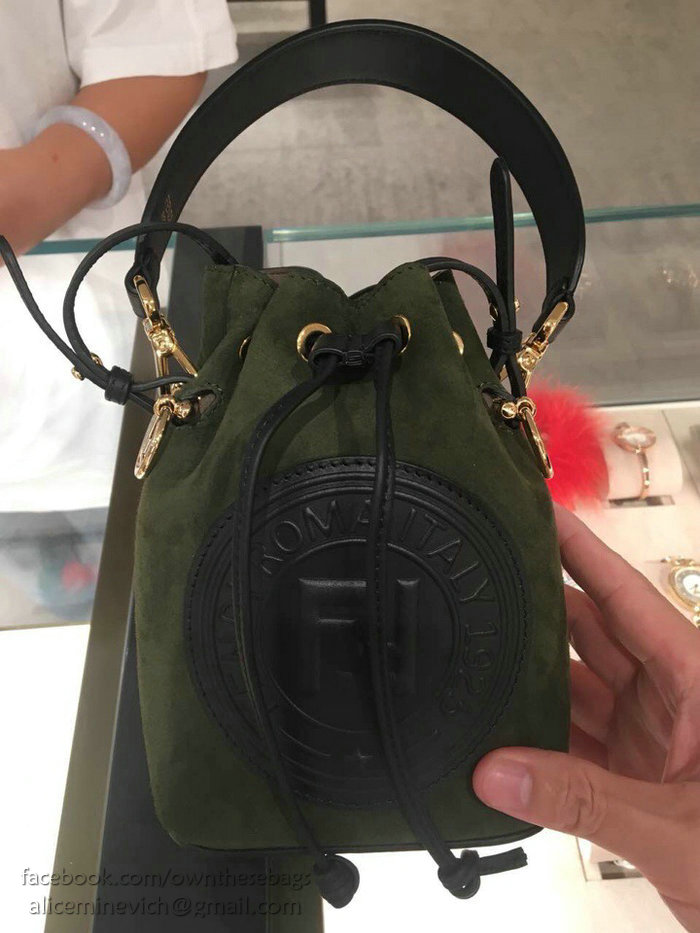 Fendi Calfskin Small Mon Tresor Bucket Bag Green F80101