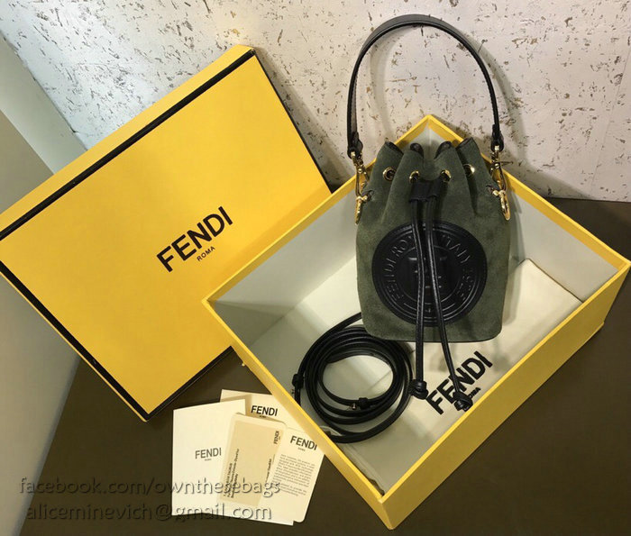 Fendi Calfskin Small Mon Tresor Bucket Bag Green F80101