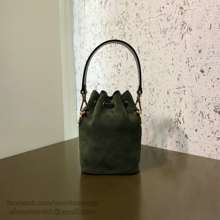 Fendi Calfskin Small Mon Tresor Bucket Bag Green F80101