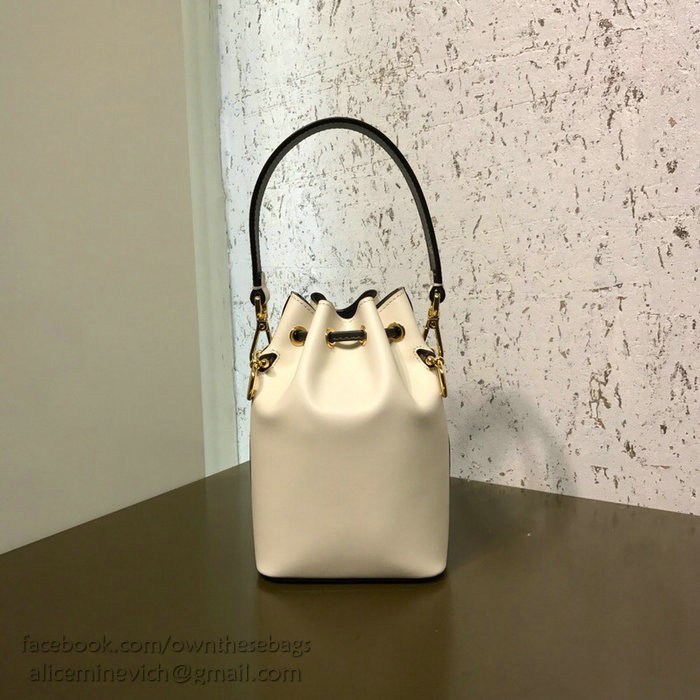 Fendi Calfskin Small Mon Tresor Bucket Bag White and Blue F80101