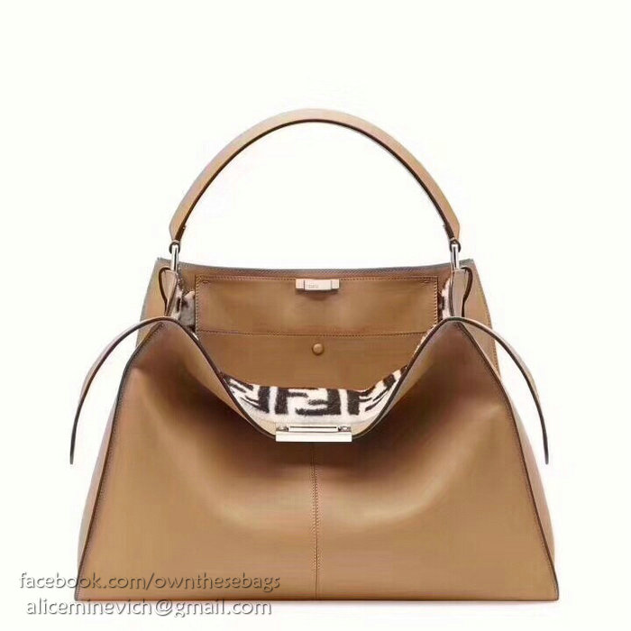 Fendi Soft Calfskin Peekaboo X-LITE Bag Beige F83042