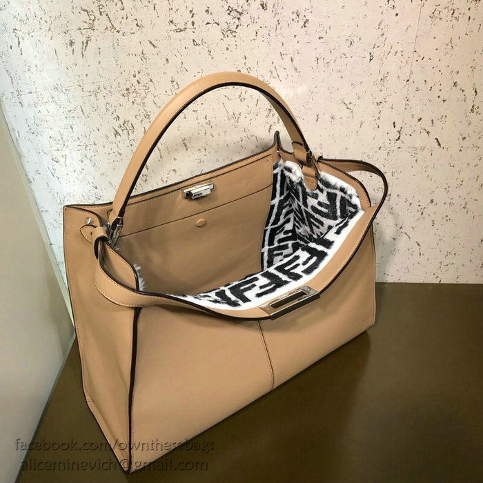 Fendi Soft Calfskin Peekaboo X-LITE Bag Beige F83042