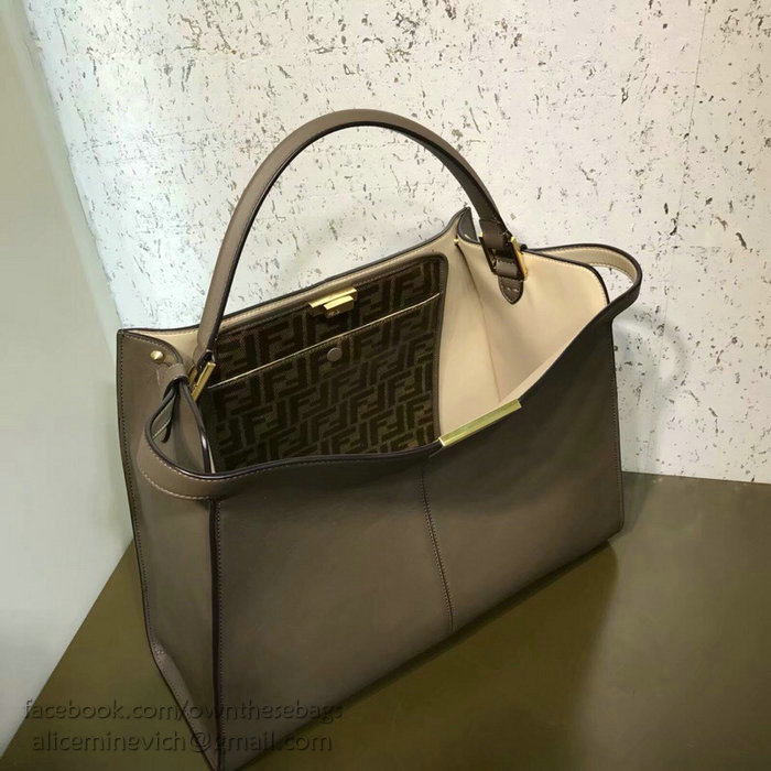 Fendi Soft Calfskin Peekaboo X-LITE Bag Coffee and Brown F83041