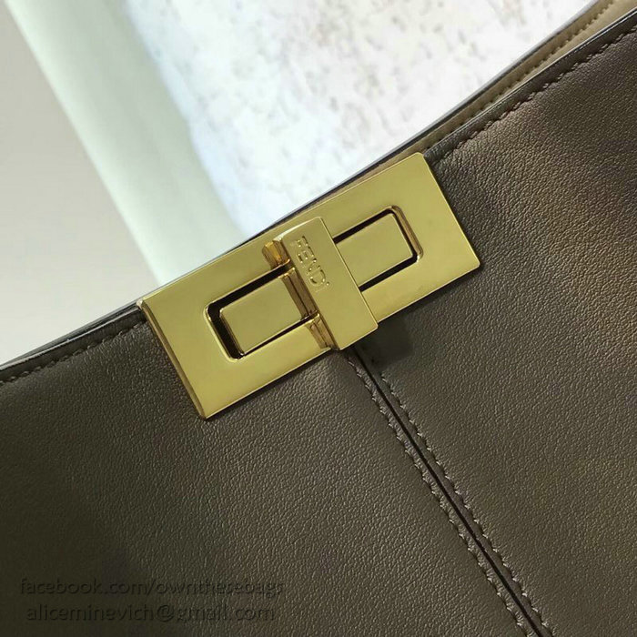 Fendi Soft Calfskin Peekaboo X-LITE Bag Coffee and Brown F83041