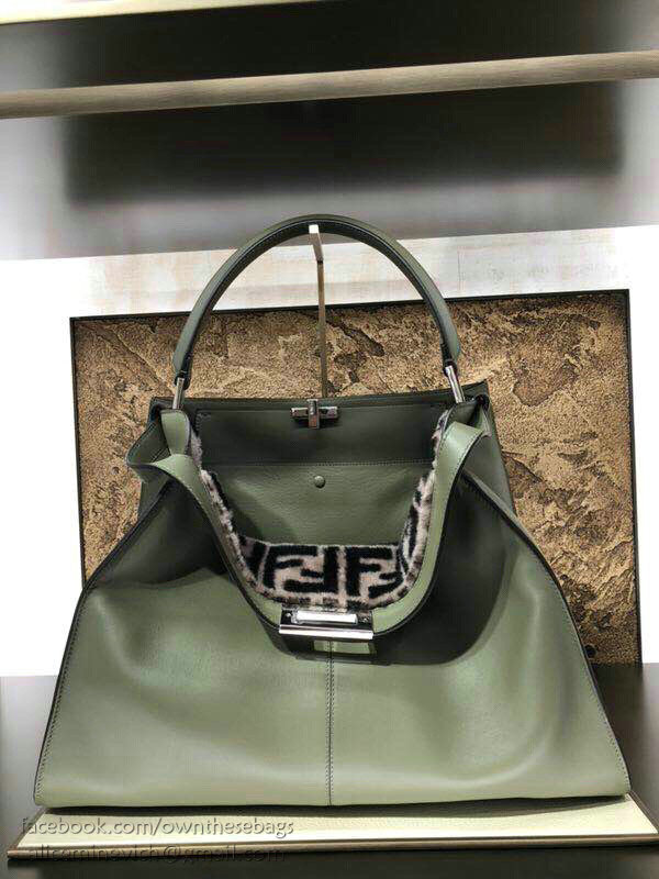 Fendi Soft Calfskin Peekaboo X-LITE Bag Green F83042