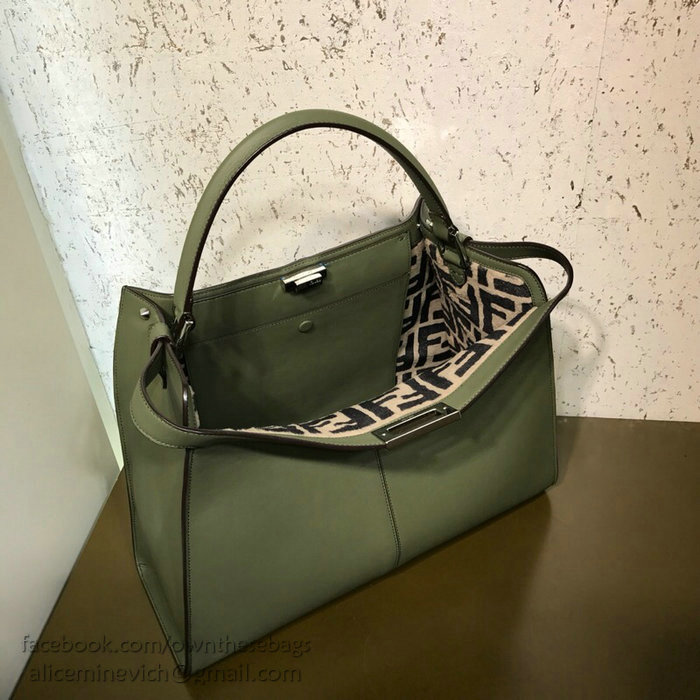 Fendi Soft Calfskin Peekaboo X-LITE Bag Green F83042