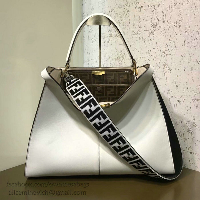 Fendi Soft Calfskin Peekaboo X-LITE Bag White F83041