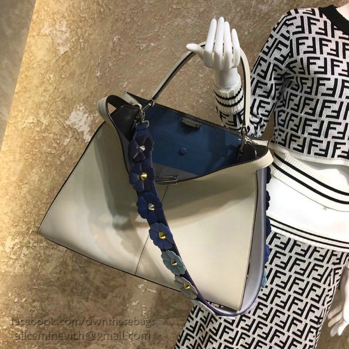 Fendi Soft Calfskin Peekaboo X-LITE Bag White and Blue F83041