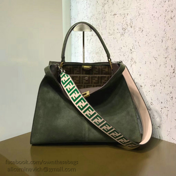 Fendi Suede Peekaboo X-LITE Bag Green F83041