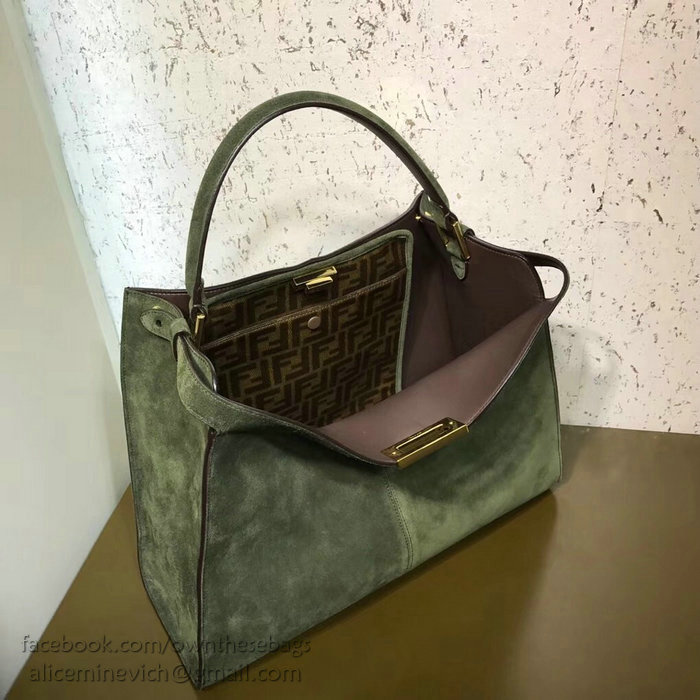 Fendi Suede Peekaboo X-LITE Bag Green F83041