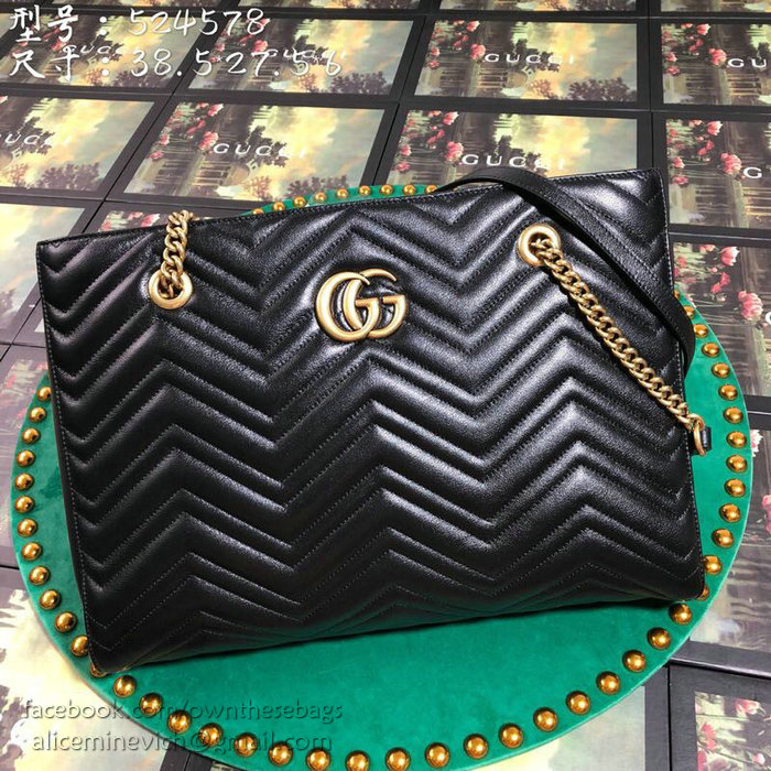 Gucci GG Marmont Matelasse Medium Tote Black 524578