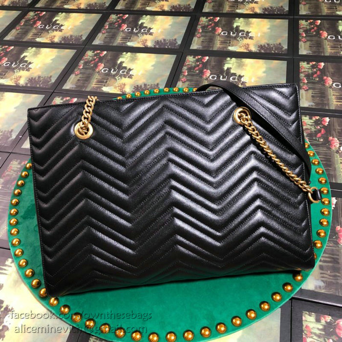 Gucci GG Marmont Matelasse Medium Tote Black 524578