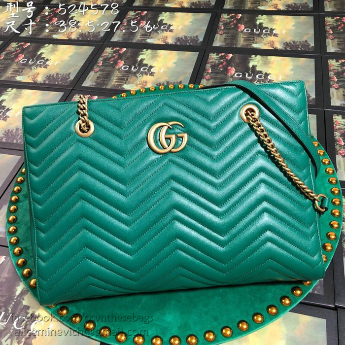 Gucci GG Marmont Matelasse Medium Tote Green 524578