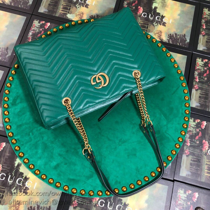 Gucci GG Marmont Matelasse Medium Tote Green 524578