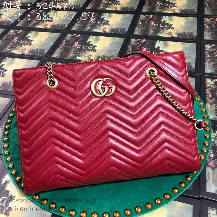 Gucci GG Marmont Matelasse Medium Tote Red 524578