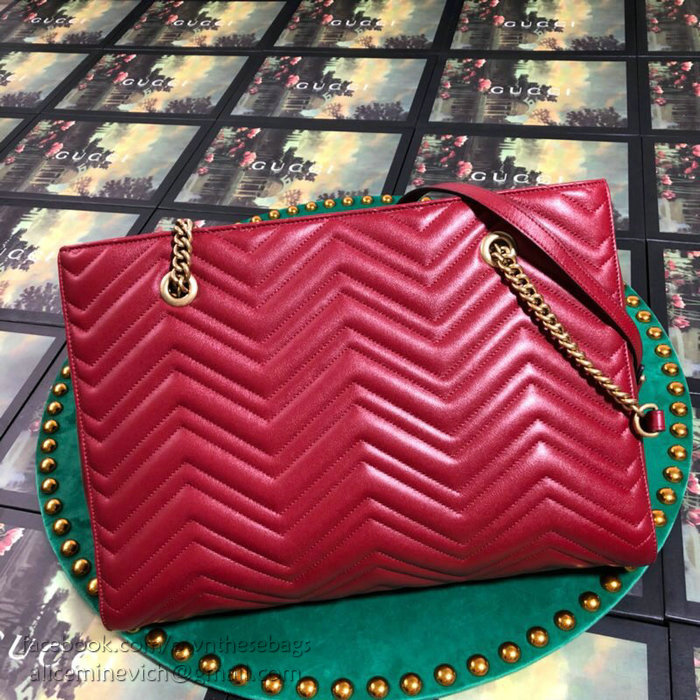 Gucci GG Marmont Matelasse Medium Tote Red 524578