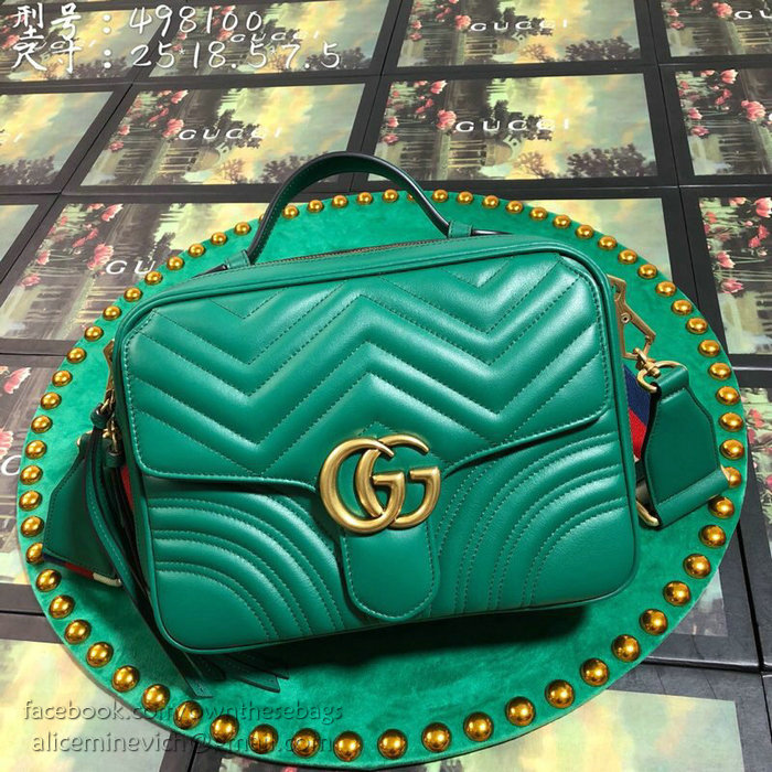 Gucci GG Marmont Small Top Handle Bag Green 498100