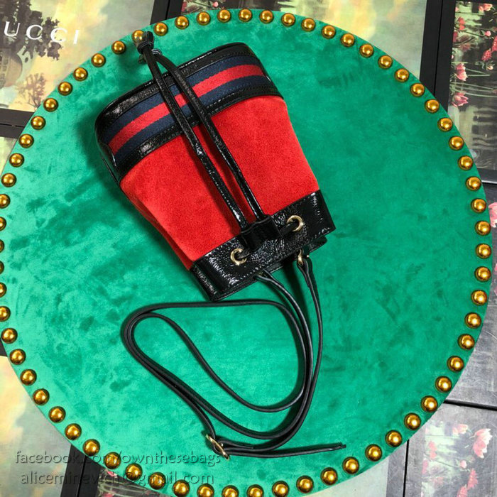 Gucci Suede Bucket Bag Red 550620