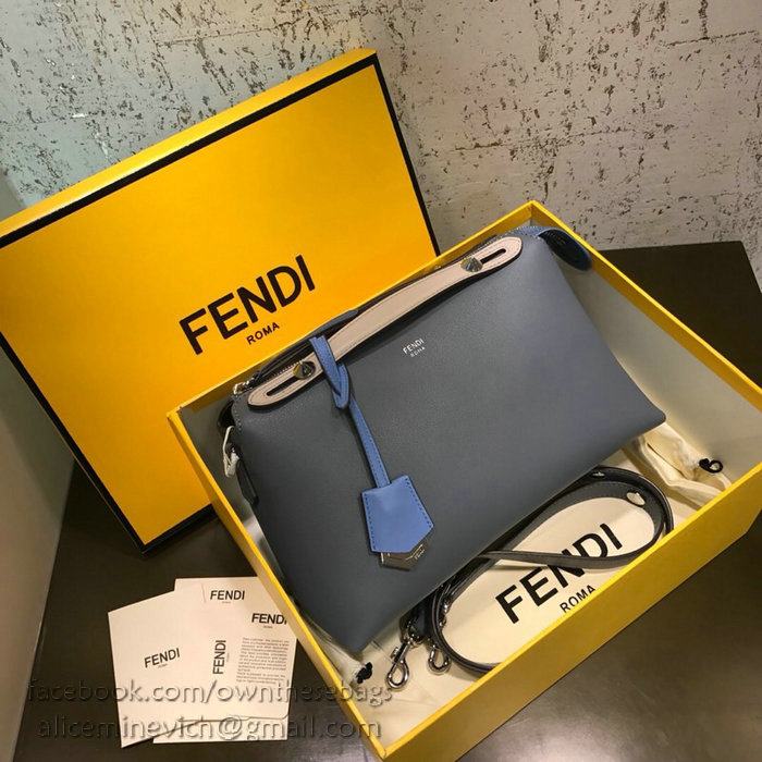 Fendi By The Way Regular Boston Bag Blue and White F81491